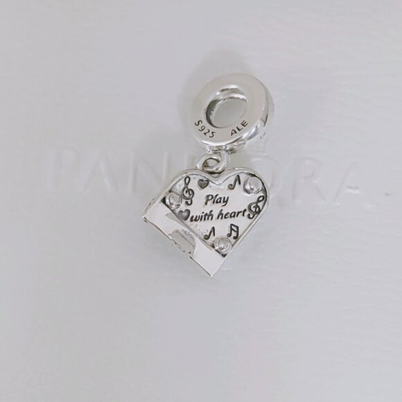 Pandora Grand Piano Heart Dangle Charm S925 Sterling Silver with box - Picture 7 of 9